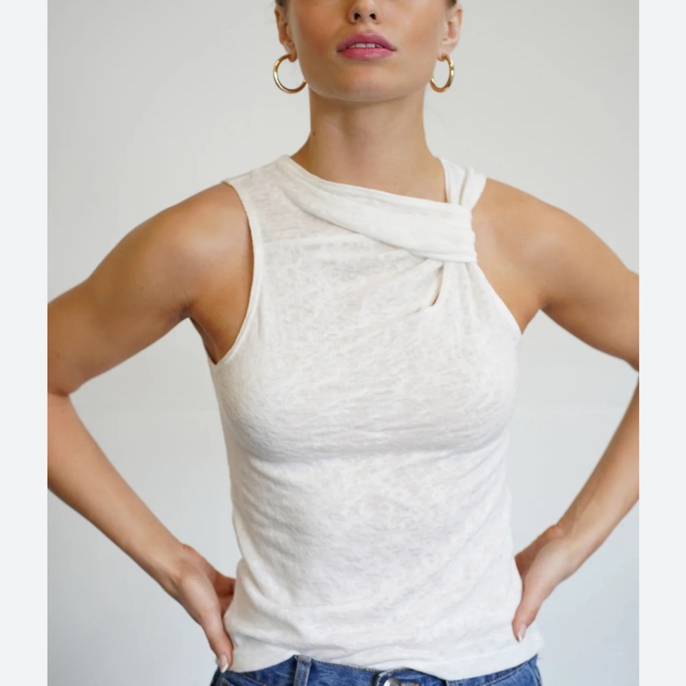 All Saints Cream Twist Detail Tank Top